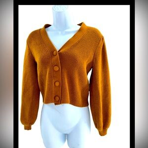 * Catherine malandrino sweater Xs Orange Brown Cropped Cardigan